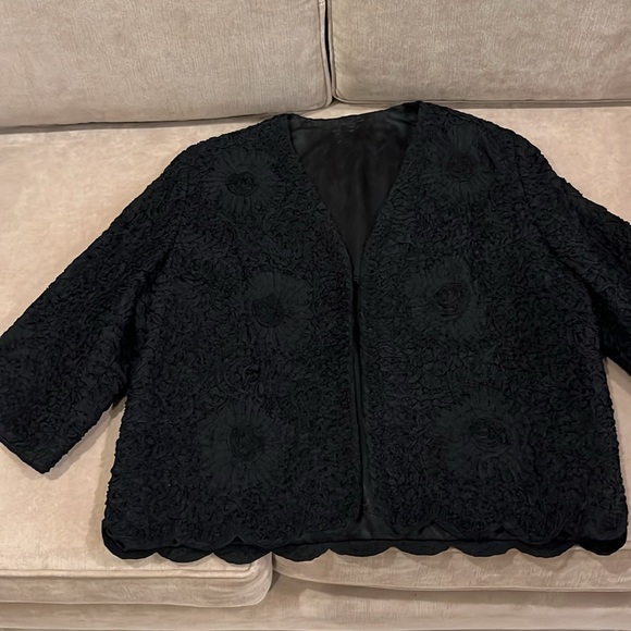 Vintage Black Ribbon Jacket Large - Picture 8 of 14